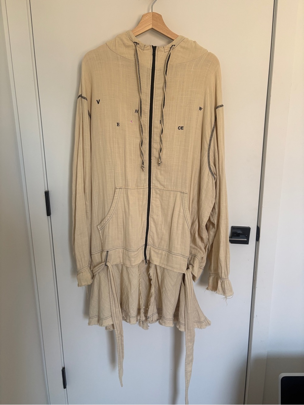 VeniceW - Fringe Hoodie (Cream) - Size M